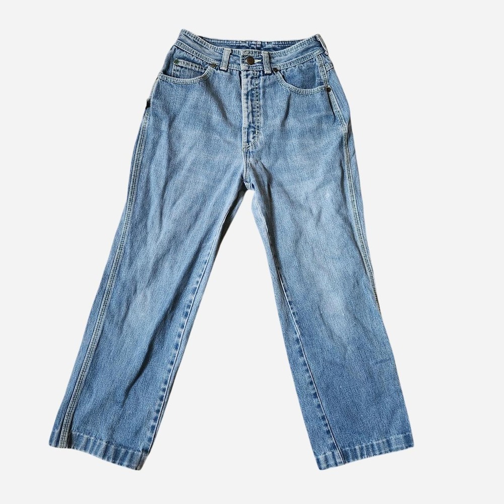 Vintage Bonjour Girls Size 8 Light Wash Jeans Y2K Contrast Stitch Denim